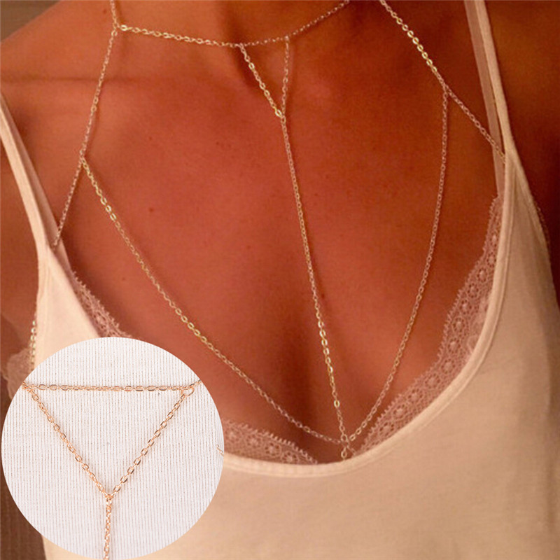 Body Jewelry Helix - Gold Silver Fashion Link Chain Bra