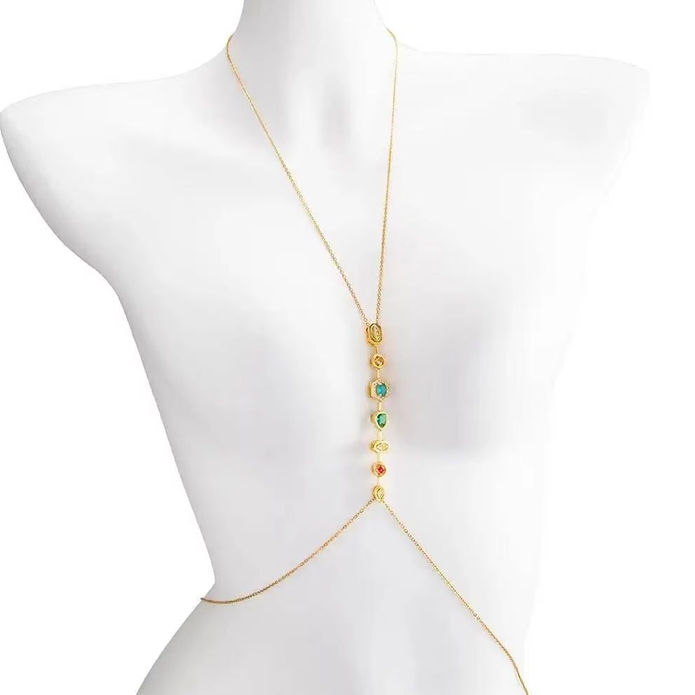 Body Chain Jewelry - PuRui Exquisite Colorful Zircon Stainless Steel
