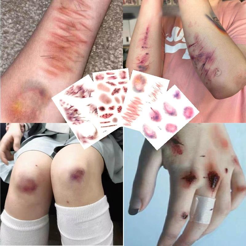 Body Jewelry Waterproof - 4 Sheets Halloween Wound Bruising Temporary
