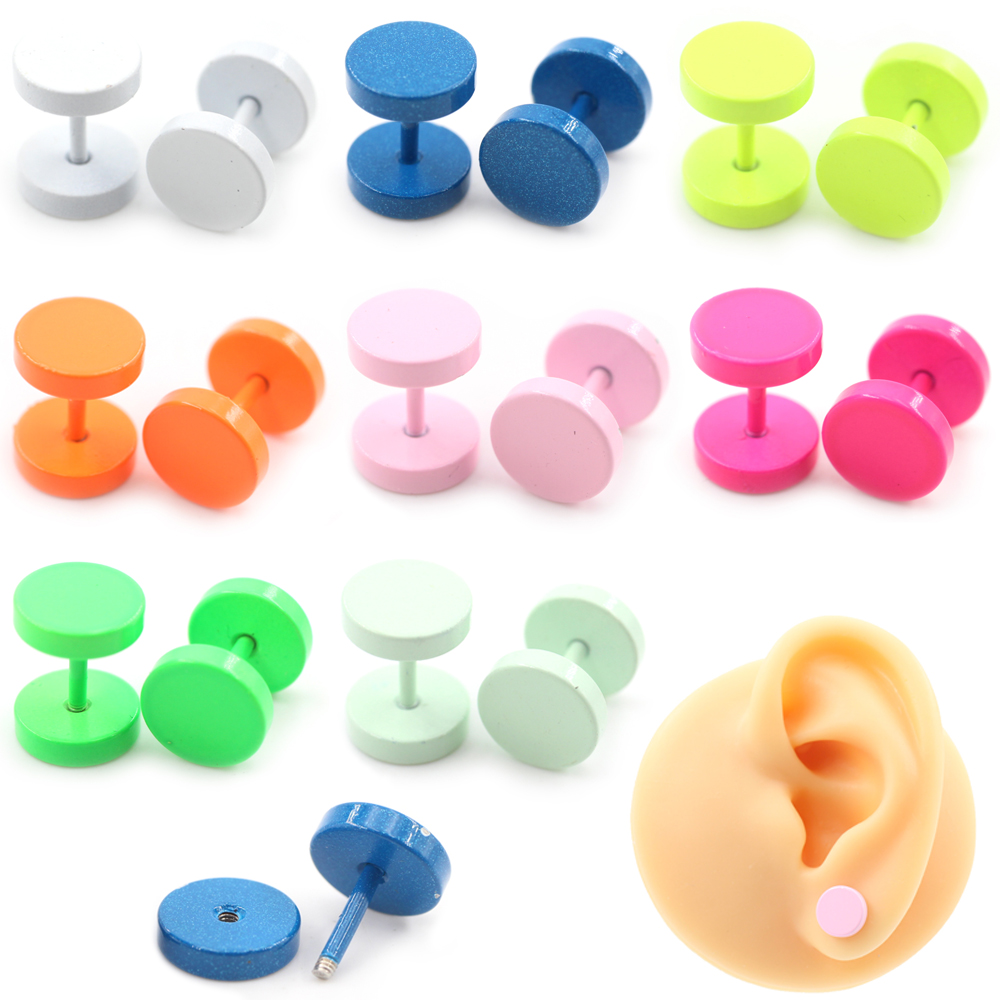 Body Jewelry Barbell - 2PCS Baking Paint Candy Color Stainless