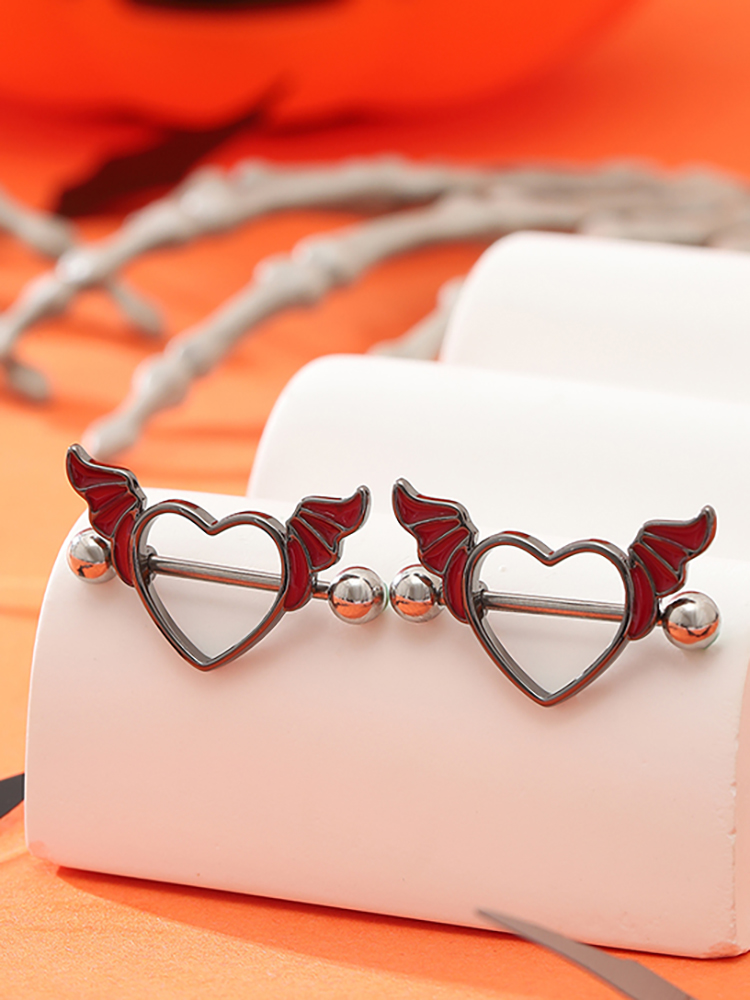 Body Jewelry Barbell - KUNIU2pcs Punk Dark Heart Wings Halloween