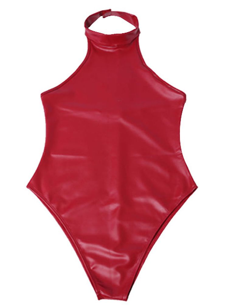 Body Jewelry Waterproof - Faux Latex PU Leather Catsuit Backless