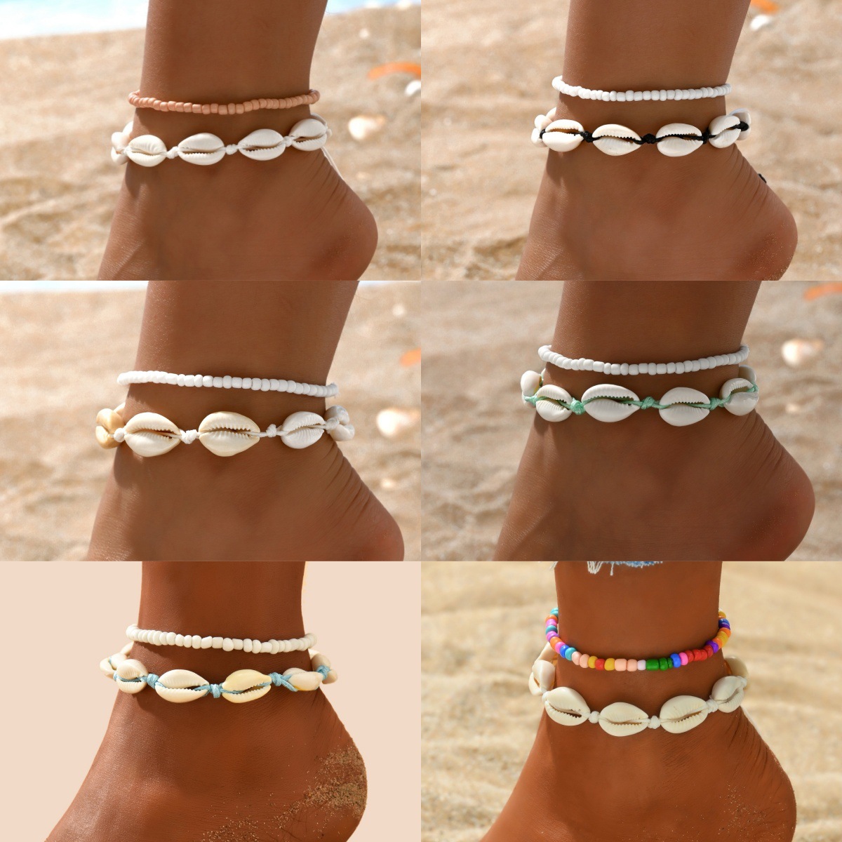 2PCS Bohemia Natural Shell Ank - Body Jewelry Leg Chain ulasan dan harga