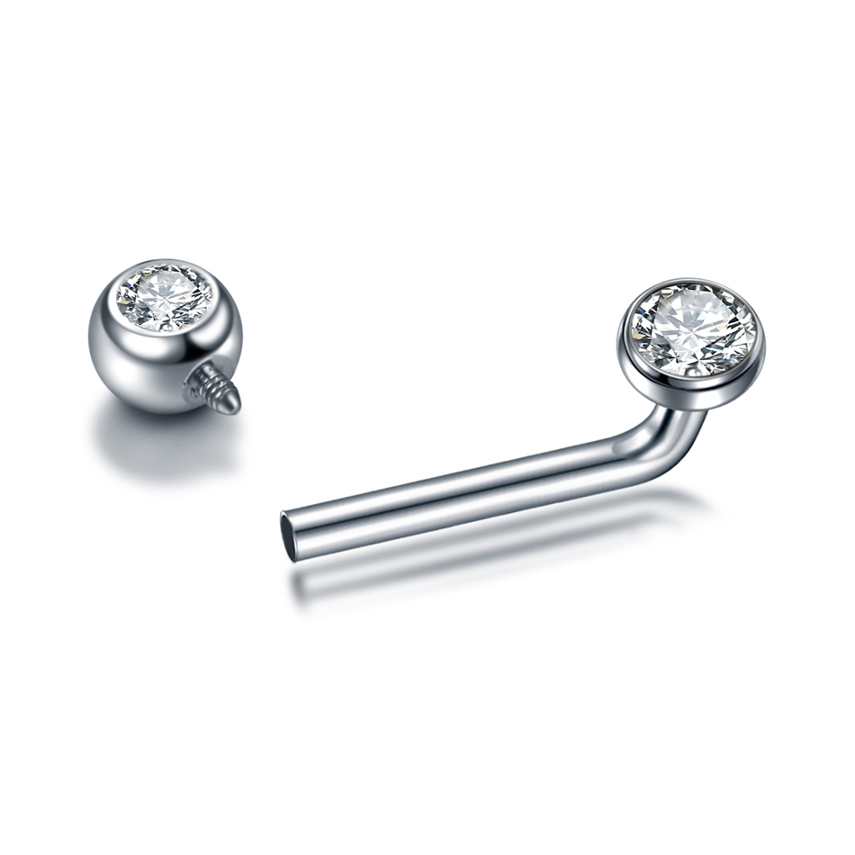 1PC G23 Titanium CZ Curved Bar - Body Jewelry Vch ulasan dan harga