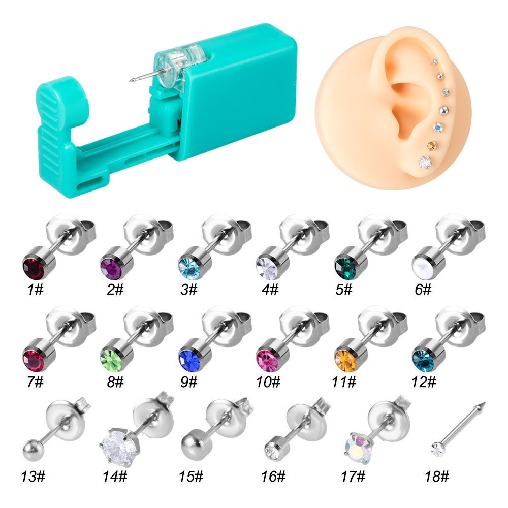1pc Disposable Green Ear Pierc - Body Jewelry Factory ulasan dan harga
