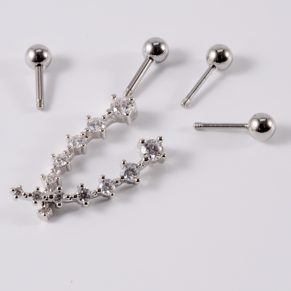 1PC Stainless Steel Cz Ear Tra - Body Jewelry Barbell ulasan dan harga