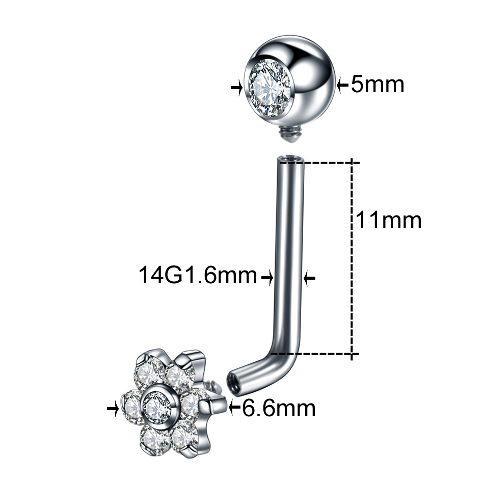 1pc 14G Titanium Flower Christ - Body Jewelry Vch ulasan dan harga