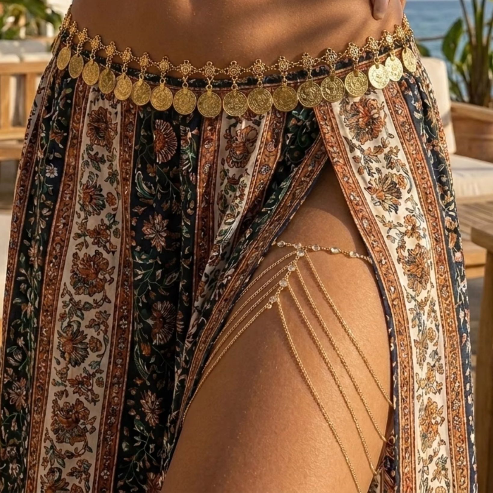 Sexy Crystal Bead Multilayer L - Body Jewelry Leg Chain ulasan dan harga