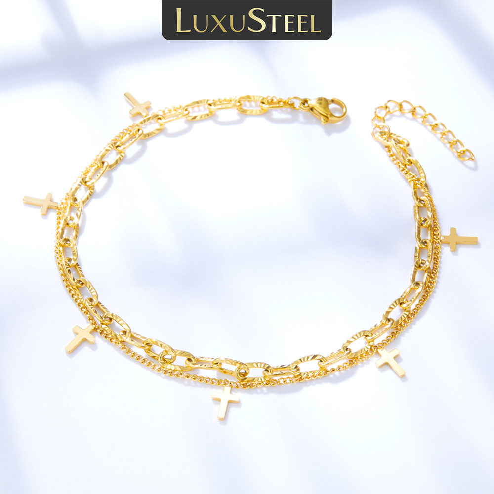 LUXUSTEEL Cross Double Foot Ch - Body Jewelry Leg Chain ulasan dan harga