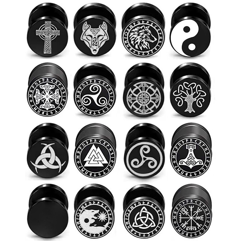 1Pair Viking Barbell Stud Earr - Body Jewelry Barbell ulasan dan harga