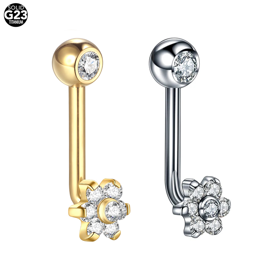 1Pc G23 Titanium Crystal Flowe - Body Jewelry Vch ulasan dan harga