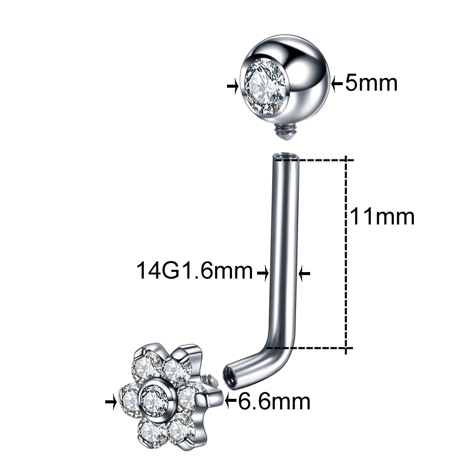 1Pc G23 Titanium Crystal Flowe - Body Jewelry Vch ulasan dan harga
