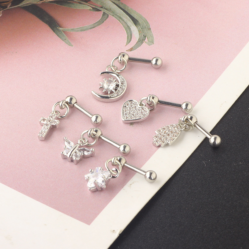 1PCS Moon Ear Cartilage Stud E - Body Jewelry Barbell ulasan dan harga