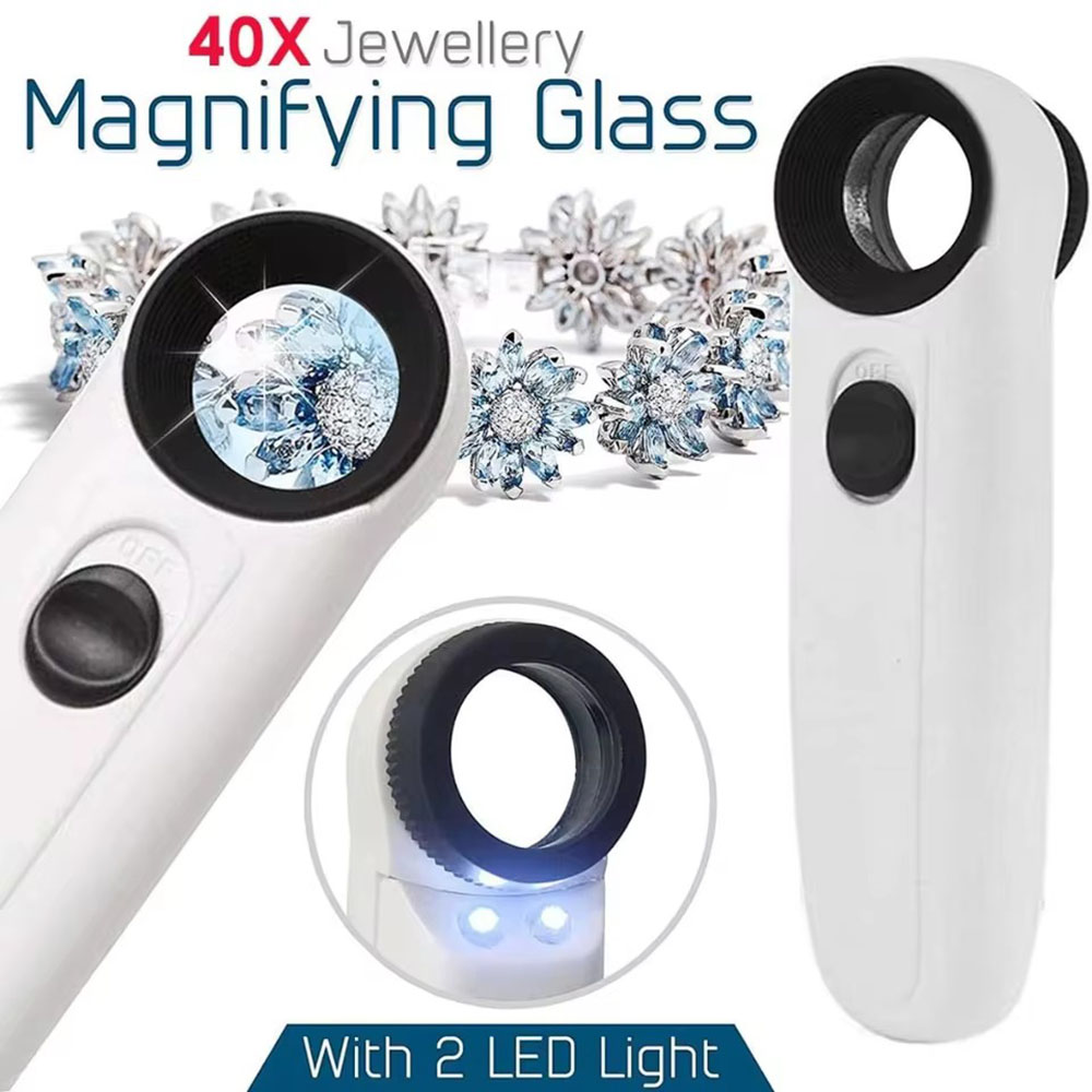 40X magnifying glass with 2 LE - Body Jewelry Websites ulasan dan harga