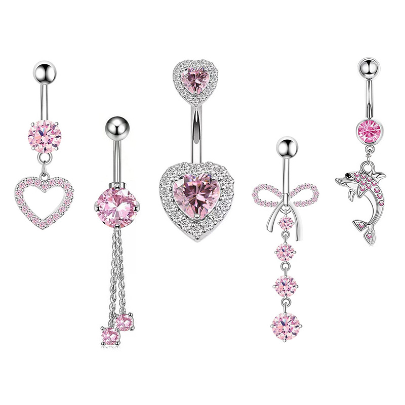 1PCS Pink Crown Belly Button R - Body Jewelry Barbell ulasan dan harga