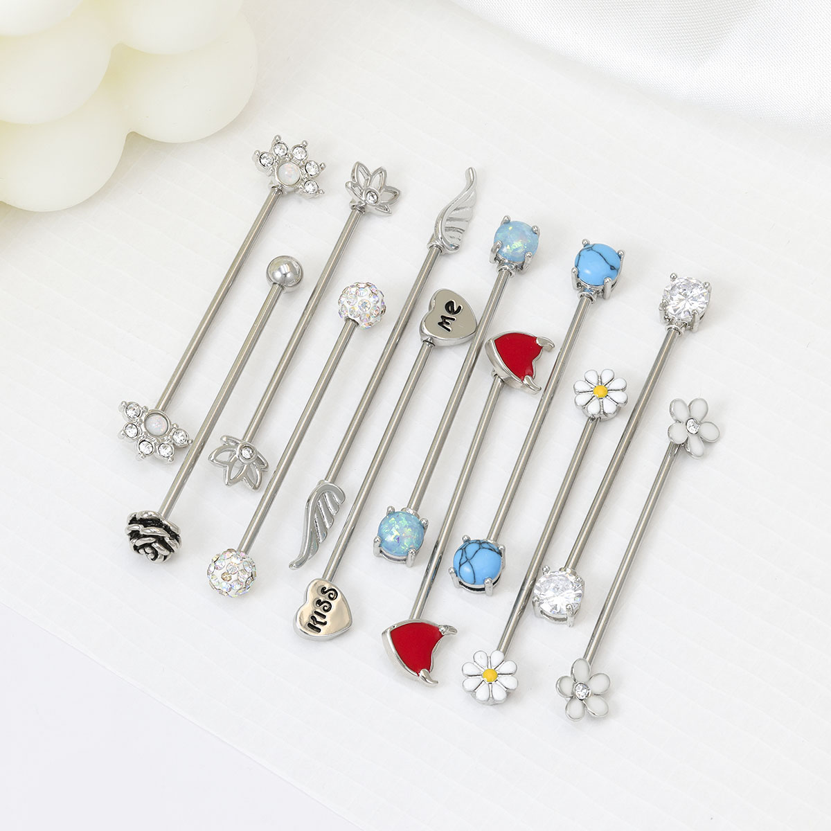 16G Arrows Hearts Industrial B - Body Jewelry Barbell ulasan dan harga