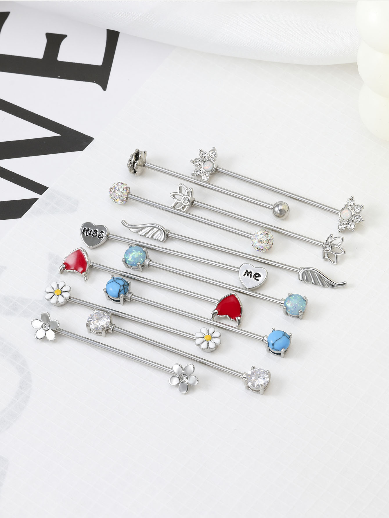16G Arrows Hearts Industrial B - Body Jewelry Barbell ulasan dan harga