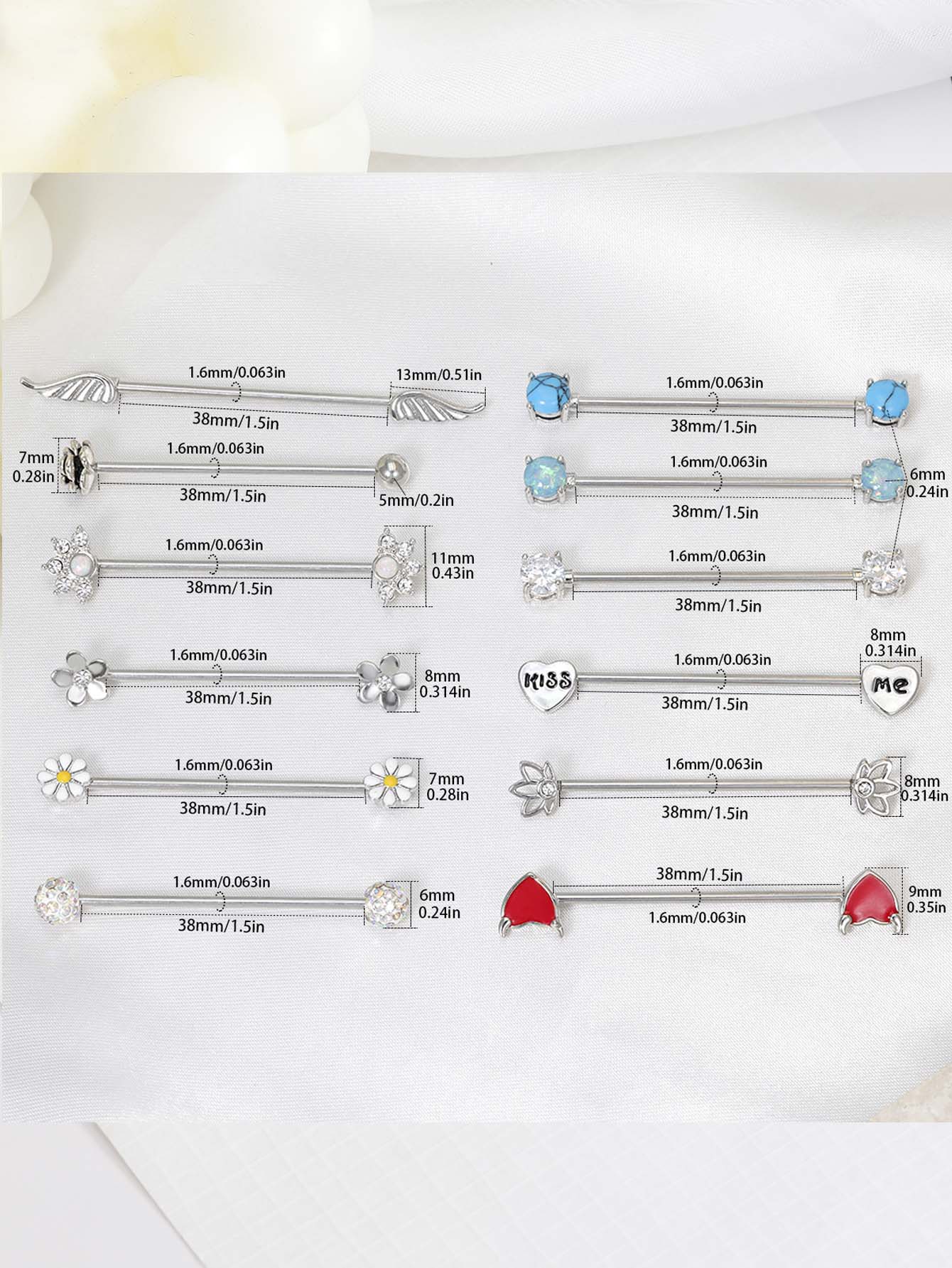 16G Arrows Hearts Industrial B - Body Jewelry Barbell ulasan dan harga