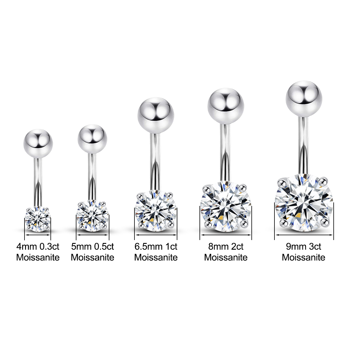 Szjinao 0.3ct To 3ct Moissanit - Body Jewelry On Sale ulasan dan harga
