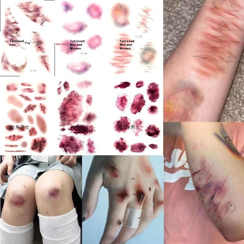 4 Sheets Halloween Wound Bruis - Body Jewelry Waterproof ulasan dan harga