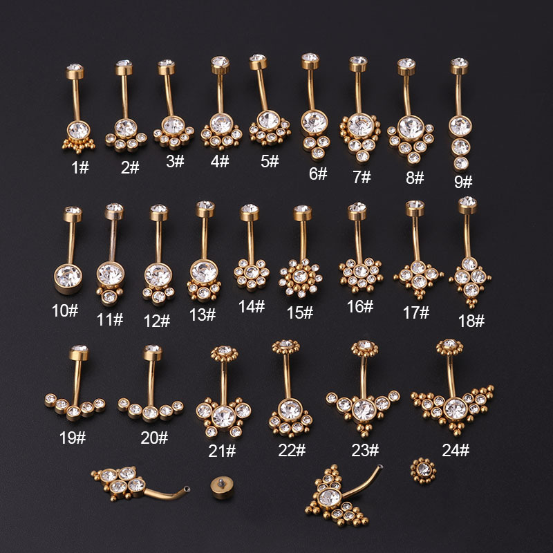 Zircon Golden Belly Button Rin - Body Jewelry Barbell ulasan dan harga