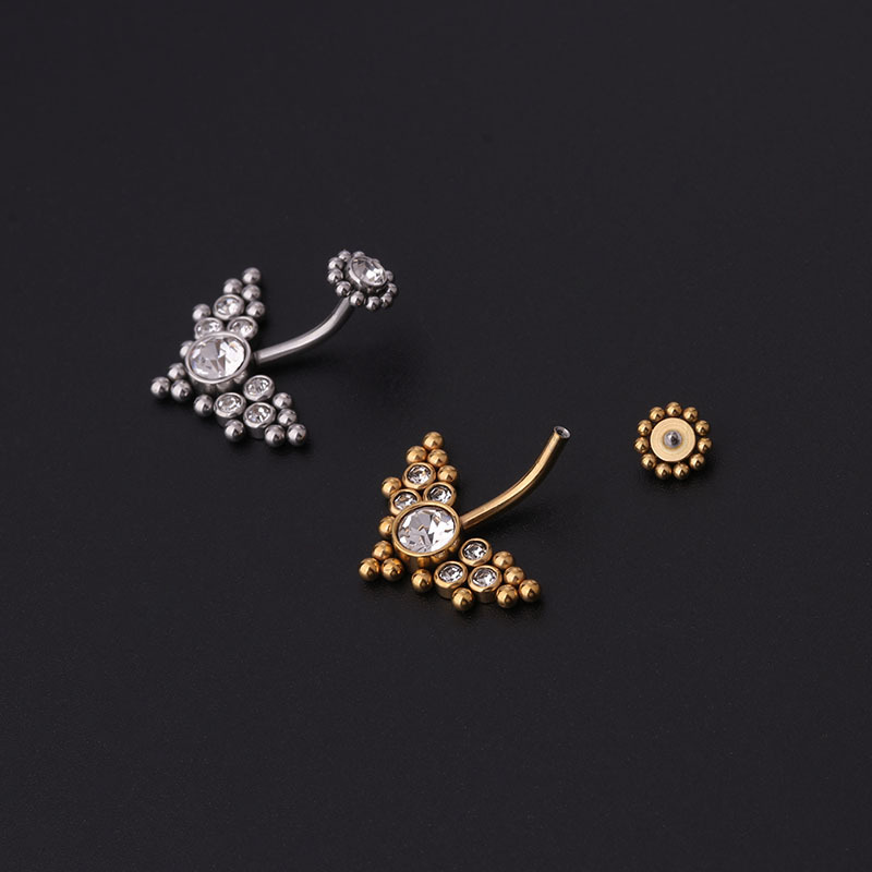 Zircon Golden Belly Button Rin - Body Jewelry Barbell ulasan dan harga