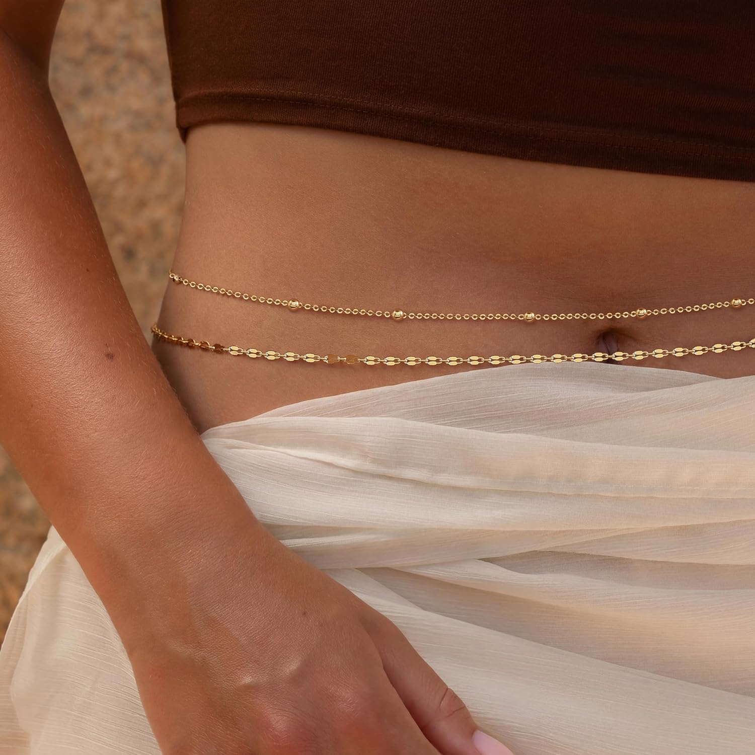 14K Gold Plated Waist Chain Wo - Body Jewelry Helix ulasan dan harga